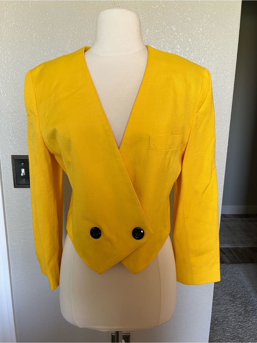JH Collectibles Vibrant Yellow Cropped Wrap Blazer
